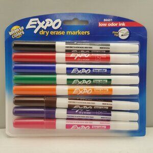 Expo Dry Erase Markers Ultra Fine Tip Assorted Colors Low Odor 8 Pack NEW